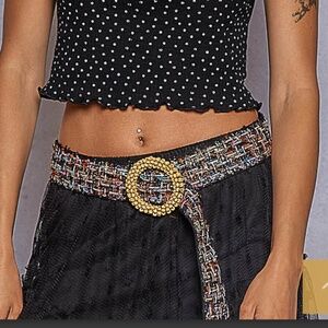 POL Tweed Adjustable Belt Boho
